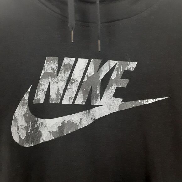 Nike Hoodie Women S Black Sweatshirt Sweater Swoosh Lightweight Thin Turtleneck - Picture 2 of 7